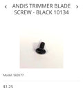 Andis Trimmer Blade screw - Black 10134