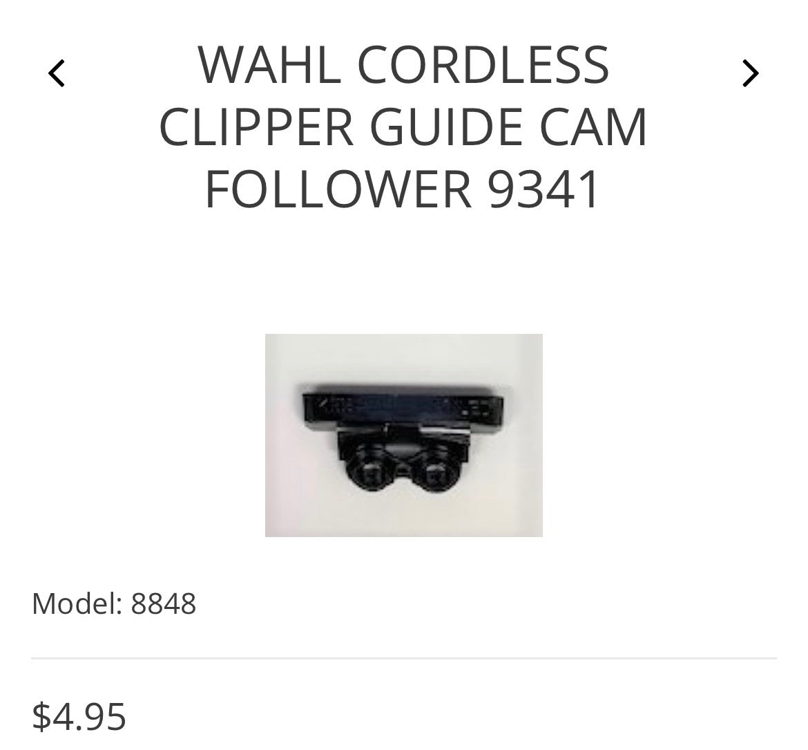 Wahl cordless clipper guide cam follower 9341