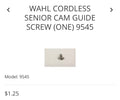 Wahl cordless senior cam guide screw (one) 9545