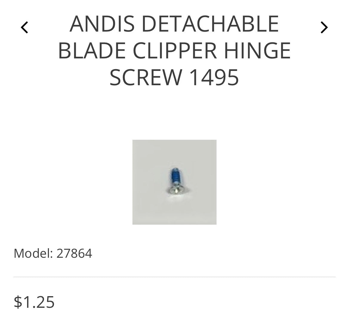 Andis Detachable blade clipper hinge screw 1495