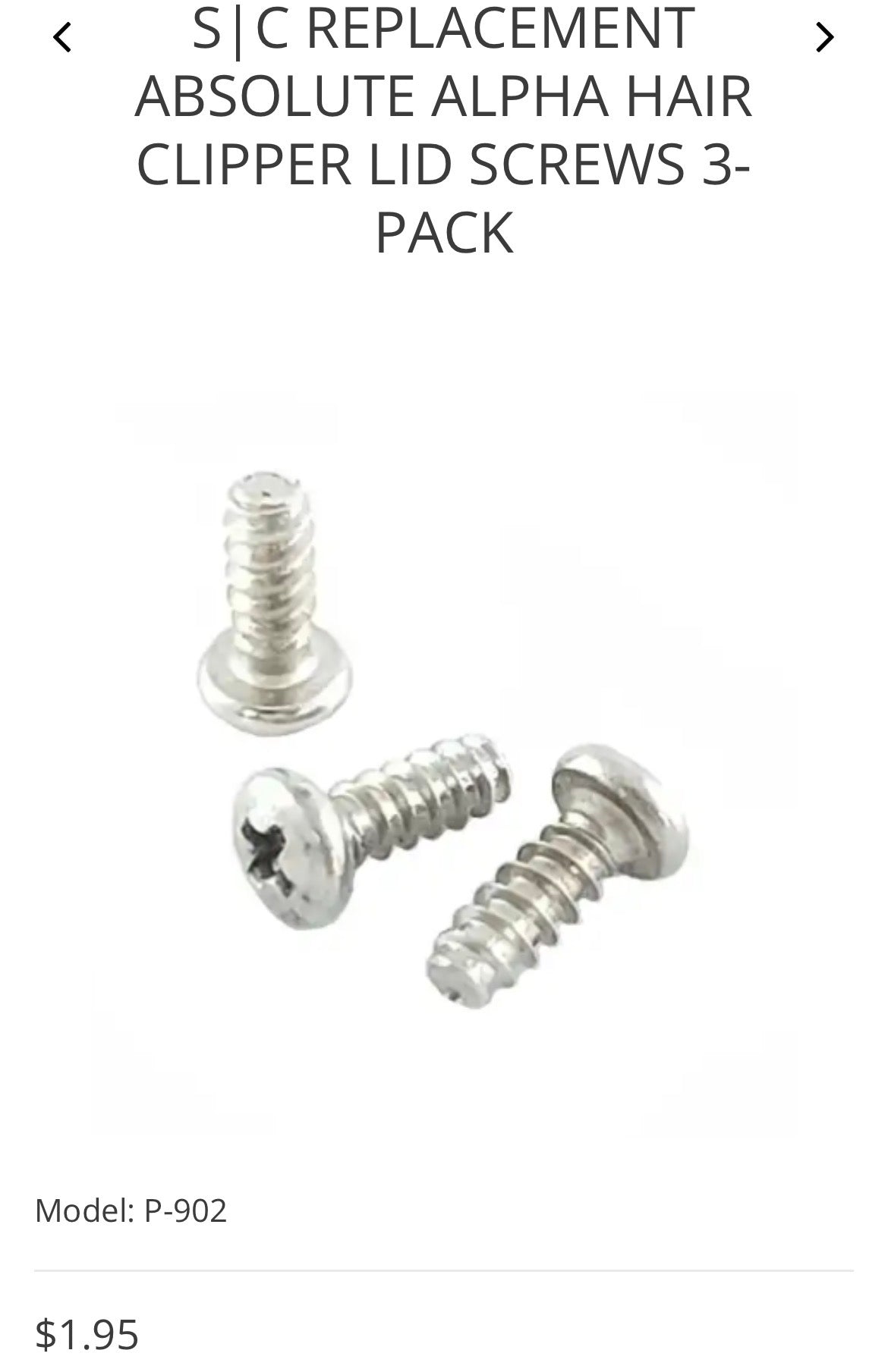 Stylecraft replacement absolute alpha hair clipper lid screws 3pk