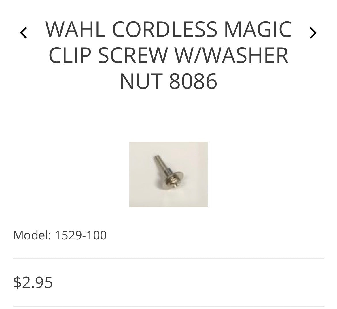 Wahl cordless magic clip screw w/ washer nut 8086